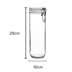 um pote de vidro hermético fechado com suas dimensões correspondentes