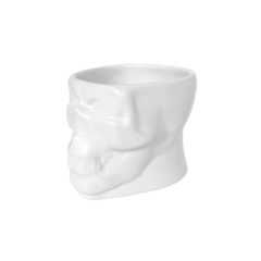 Vaso Cachepot De Cerâmica Caveira Skull 8,5cm Branco Fosco - comprar online