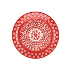 Tigela Bowl 16cm 600ml Renda Vermelho/Branco Oxford Porcelanas - comprar online