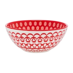 Tigela Bowl 16cm 600ml Renda Vermelho/Branco Oxford Porcelanas