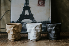 Vaso Cachepot De Cerâmica Caveira Skull 8,5cm Grafite - loja online