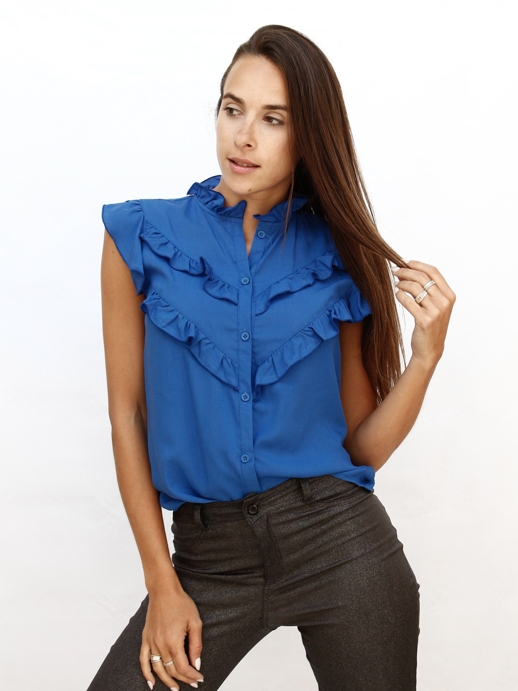 Camisa Sin Mangas Volados Comprar en Odas Moda