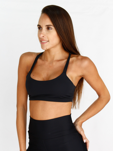 Top Deportivo Reversible Negro-fucsia De Mujer