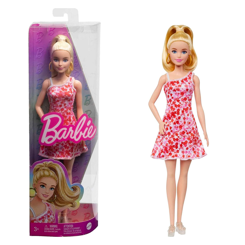 Barbie Fashionista 205 Mu eca con Arracadas y Vestido de Flores Rojo