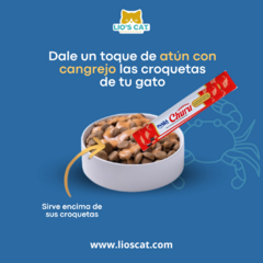 Churu sabor atún y cangrejo premios para gato Inaba - snack saludable y delicioso para gatos- colócalo directamente en sus croquetas y añade un toque delicoso- comprar en lioscat.com, tienda exclusiva para gatos en México. Inaba Churu Tuna Recipe with Cra