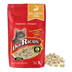 Deliricos Atlantic Fish, snack natural y saludable para gatos. Deliricos Atlantic Fish, snack natural y bajo en calorías para gatos. Ideal para premiar o complementar la alimentación diaria con pescado atlántico de alta calidad.