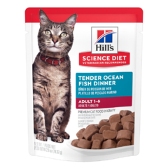 Hill's Science Diet Gato Adulto Tender Ocean Fish Dinner 79g, alimento húmedo para gatos adultos.