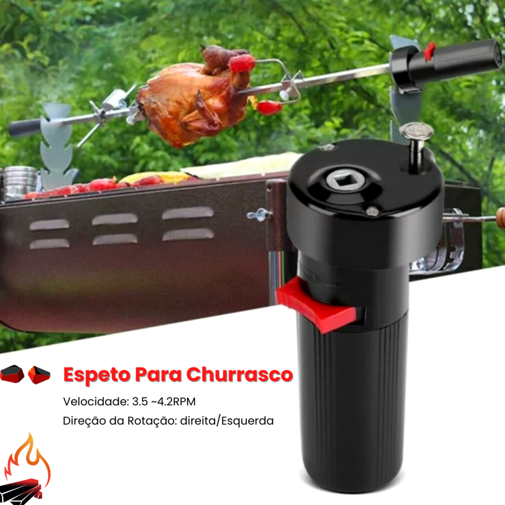 KIT ESPETO GIRATÓRIO PARA CHURRASQUEIRA 5 ESPETOS MAX GRILL