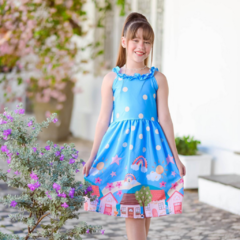 Vestido frufru azul - comprar online