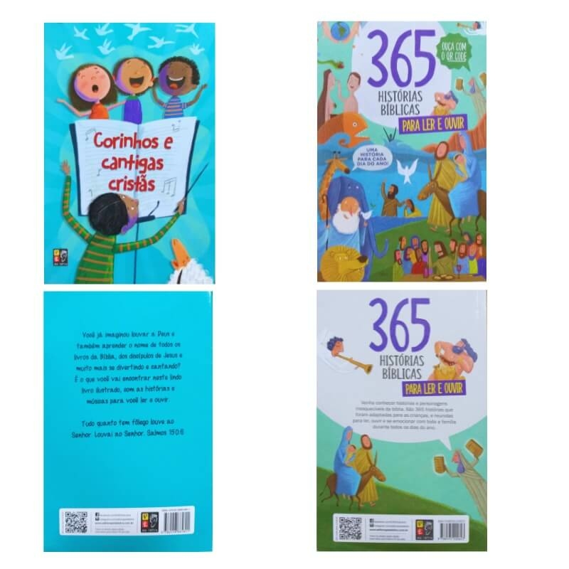 Kit 02 Livros Infantil 365 Histórias Bíblicas Para Ler e Ouvir +