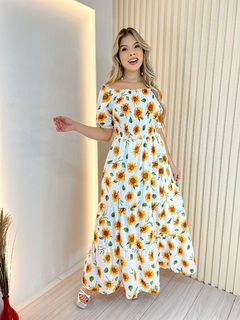 Vestido sales girassol longo