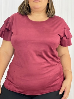 Blusa Suede Manga Babados - loja online