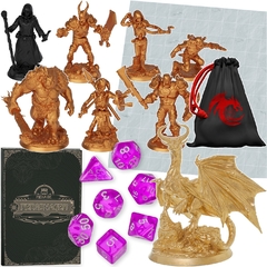 Kit Gold C/ 7 Miniaturas Rpg Dungeons & Dragons D&D Mapa e Dados - loja online