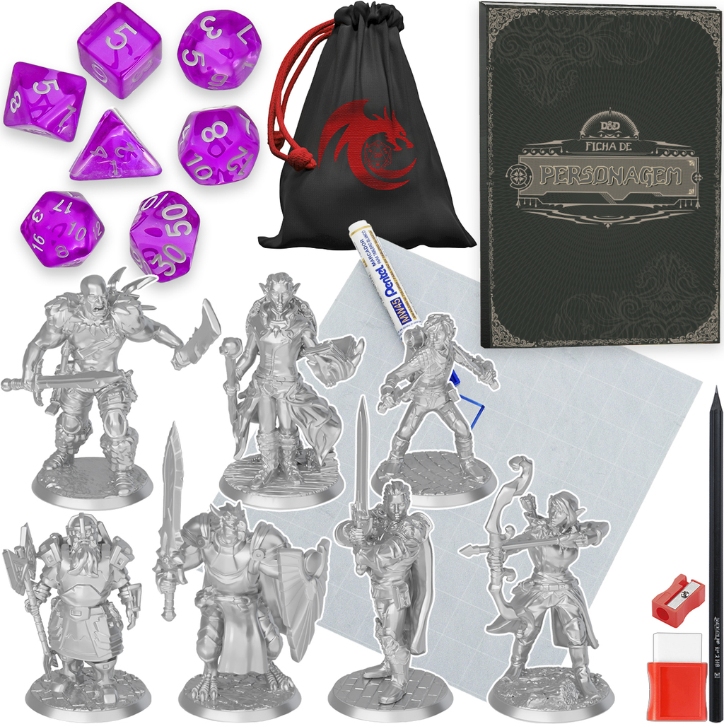 Kit Miniatura Rpg Dungeons & Dragons Mapa Dados Jogo De Mesa