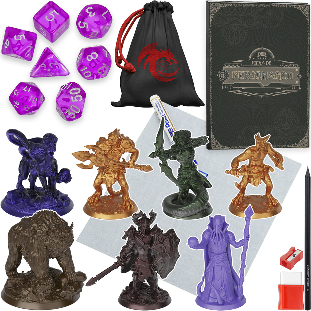 Kit Miniatura Rpg Dungeons & Dragons Mapa Dados Jogo De Mesa