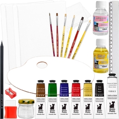 Mini Kit Artístico de Pintura Óleo ou Acrílico - Pronto para Uso