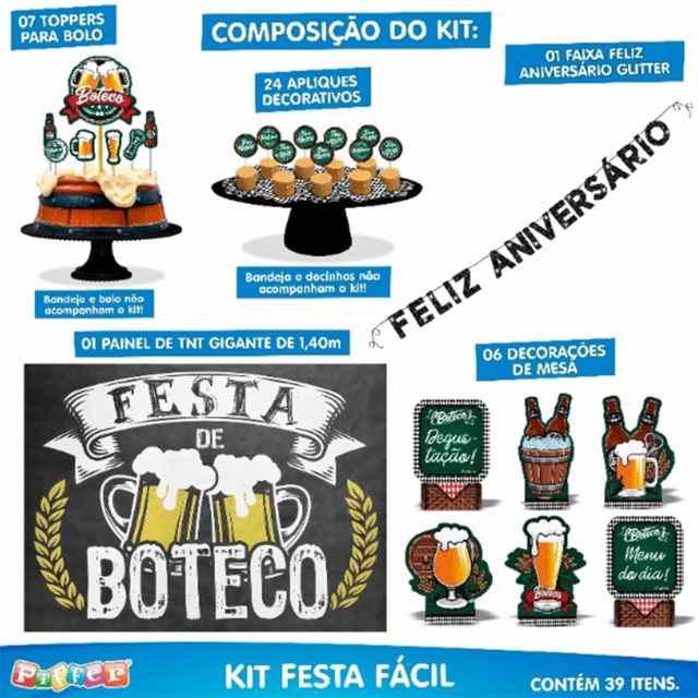 Kit Festa Fácil Decoração Festa Boteco 39 Itens