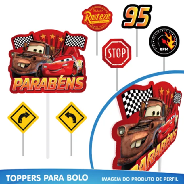 Topo - Topper - Decoração Bolo E V A - Festa Carros Mcqueen