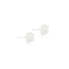 Brinco mini flower (ródio branco) - Ella Semijoias e Acessórios de Luxo