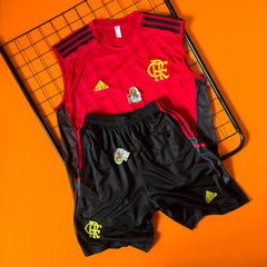 KIT DE TREINO FLAMENGO VERMELHO E PRETO REGATA E SHORT