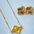 Conjunto de Colar e Brincos Trevo 4 Folhas Banhado Ouro 18k