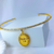 Colar Choker Aro Com Medalha Espírito Santo Banhado a Ouro 18k