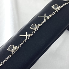 Pulseira Zircônia em Formato Coração com Crucifixo - comprar online