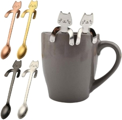 Cucharitas Plateadas Gatito -Postre Café 12cm - comprar online