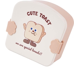 Vianda Lunchera Con Divisiones Cute Toast/ Tostada + Cubiertos - comprar online