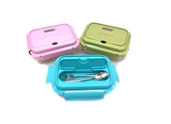 Lunchera -Vianda Hermética de Vidrio la base y tapa de plástico con cierre Clic & lock con Cubiertos -1040ml en internet