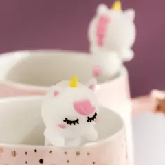 Taza de Cerámica con tapa y cucharita modelos unicornio - tienda online