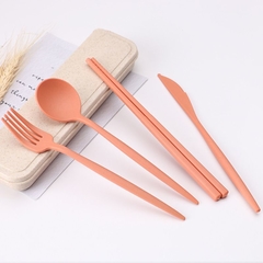 Set Cubiertos Con Estuche 4pzas Eco biodegradable - - comprar online