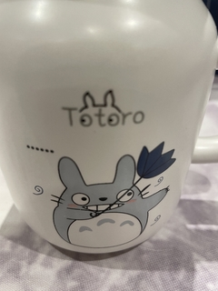 Taza con Tapa de Silicona + Sorbete de Vidrio Totoro White - 450ml - tienda online