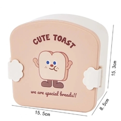 Vianda Lunchera Con Divisiones Cute Toast/ Tostada + Cubiertos - tienda online