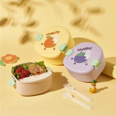 Vianda Lunchera Con Divisiones Cute Rabbit + Cubiertos - comprar online