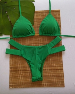 CONJUNTO CORTININHA COM CALCINHA 2 TIRAS (VERDE BANDEIRA) - comprar online