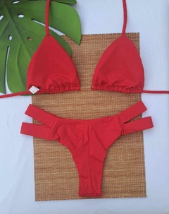 CONJUNTO CORTININHA COM CALCINHA 2 TIRAS (VERMELHO) - comprar online