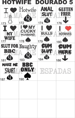 Kit 6 calcinhas eróticas para Hotwife, Blacked, Swing, Cuckold, Sissy, Hotgirl, cor preta com estampas douradas. - loja online