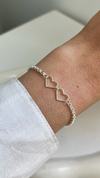 Pulsera Corazones Calados | Acero Blanco