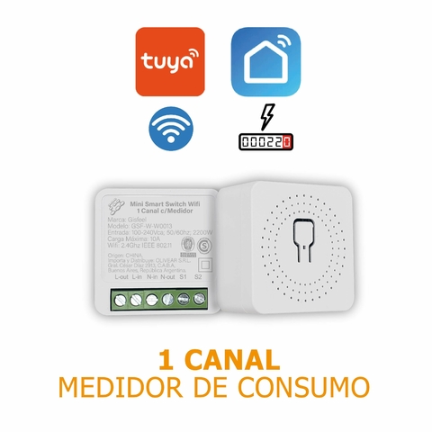Mini Switch 1 Canal con Medidor de Consumo Wifi Smartlife / Tuya