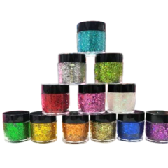 Pack Glitter Gel X12 Tachitos Ideal Fiesta Tonos Variados