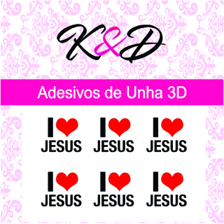 Adesivo de Unha 3D Eu amo Jesus