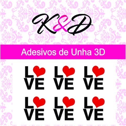 Adesivo de Unha 3D Love