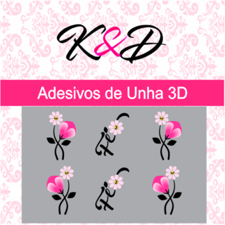 Adesivos de Unha 3D Tulipa Rosa e Fé