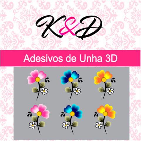 Adesivos de Unha 3D Florzinha 3 Pétalas