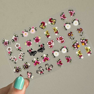 40 Adesivos de Unha 3D Flores Rosa