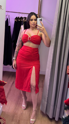 Conjunto Top e Saia mídi - Vermelho