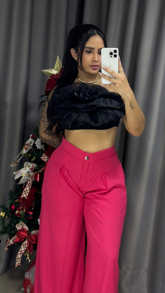 Cropped Fashion Flor - Preto - loja online