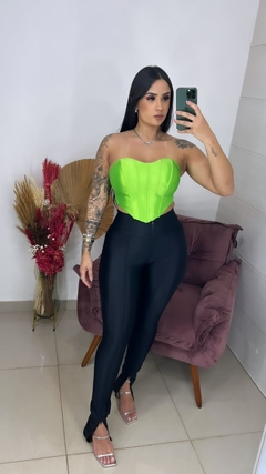 Corset Poliamida Acetinada Verde Lima - loja online