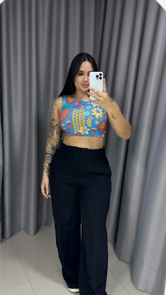 Cropped Estampado - Azul